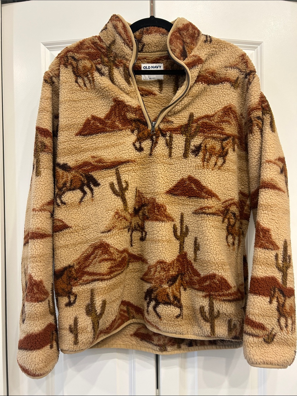 Old Navy Men's Desert/Western Print Sherpa Quarter-Zip